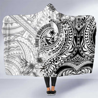 Guam-Land of the Chamorro Hooded Blanket Polynesian Tattoo Style Hibiscus and Plumeria Art LT03 One Size Black - Polynesian Pride