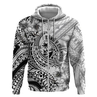 Guam-Land of the Chamorro Hoodie Polynesian Tattoo Style Hibiscus and Plumeria Art LT03 Zip Hoodie Black - Polynesian Pride