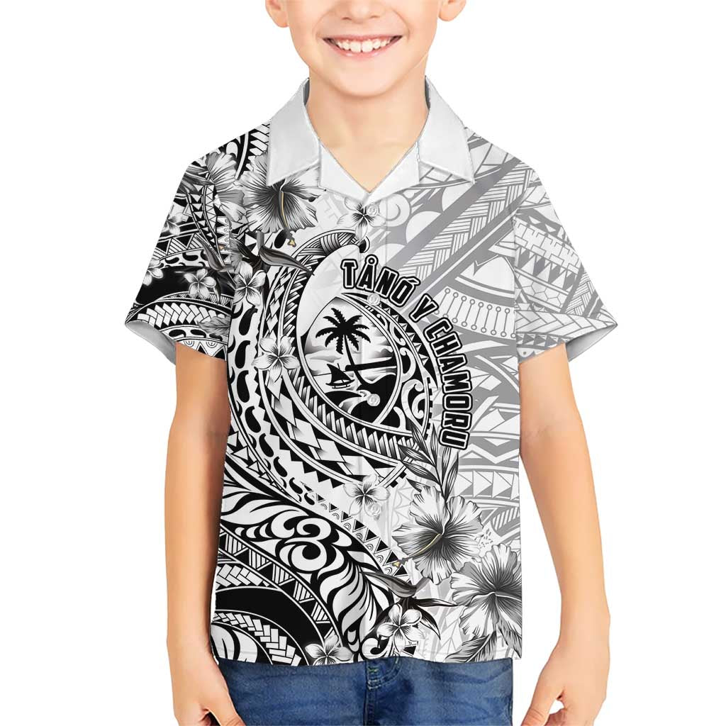 Guam-Land of the Chamorro Kid Hawaiian Shirt Polynesian Tattoo Style Hibiscus and Plumeria Art