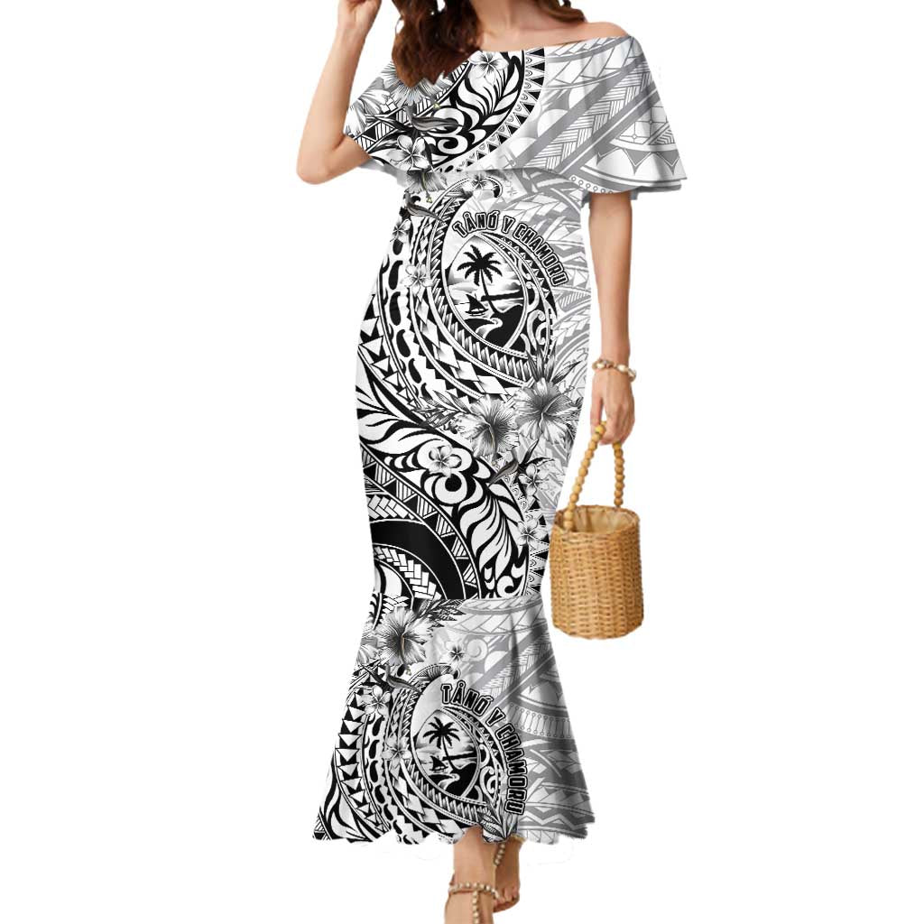 Guam-Land of the Chamorro Mermaid Dress Polynesian Tattoo Style Hibiscus and Plumeria Art LT03 Women Black - Polynesian Pride