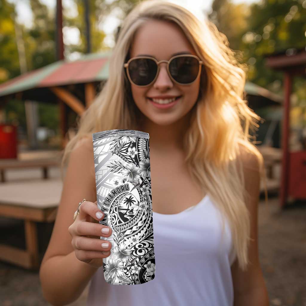 Guam-Land of the Chamorro Skinny Tumbler Polynesian Tattoo Style Hibiscus and Plumeria Art LT03 - Polynesian Pride