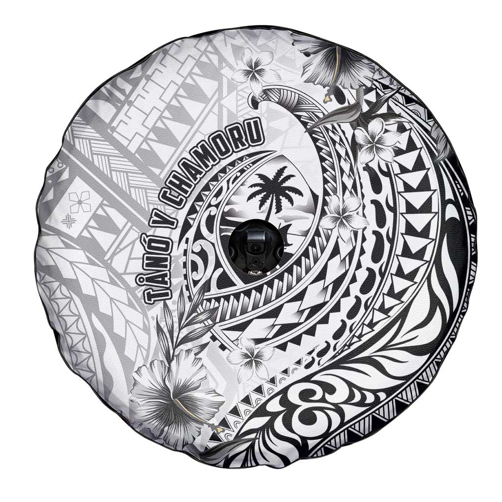 Guam-Land of the Chamorro Spare Tire Cover Polynesian Tattoo Style Hibiscus and Plumeria Art LT03 - Polynesian Pride