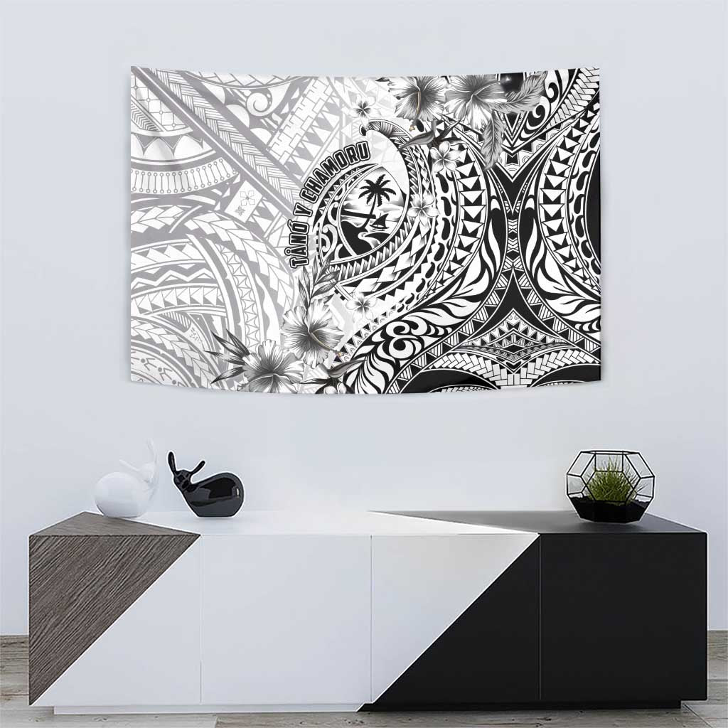 Guam-Land of the Chamorro Tapestry Polynesian Tattoo Style Hibiscus and Plumeria Art