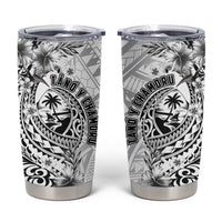 Guam-Land of the Chamorro Tumbler Cup Polynesian Tattoo Style Hibiscus and Plumeria Art LT03 Black - Polynesian Pride