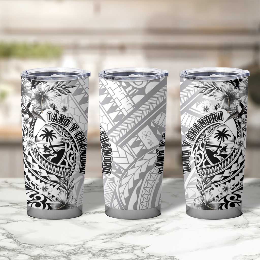 Guam-Land of the Chamorro Tumbler Cup Polynesian Tattoo Style Hibiscus and Plumeria Art LT03 - Polynesian Pride