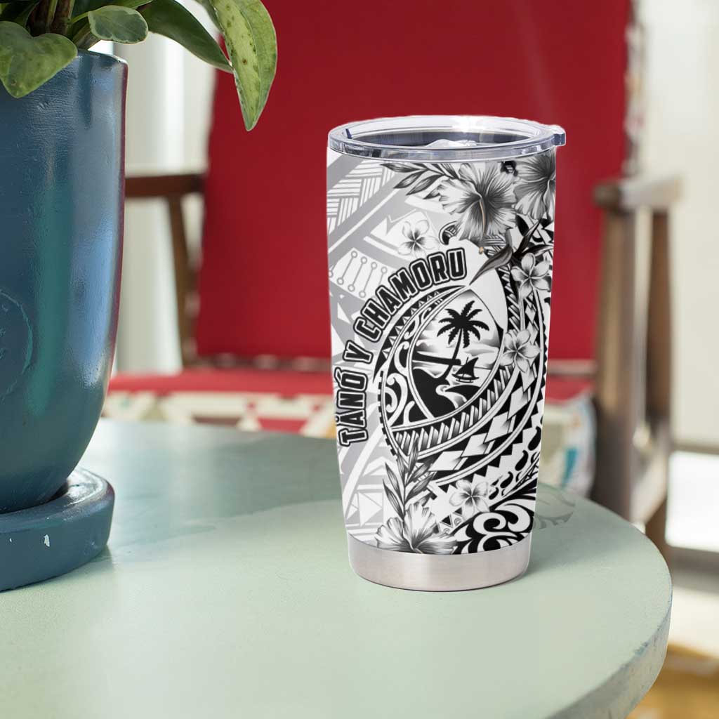 Guam-Land of the Chamorro Tumbler Cup Polynesian Tattoo Style Hibiscus and Plumeria Art LT03 - Polynesian Pride