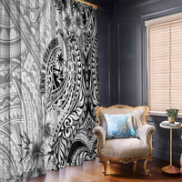 Guam-Land of the Chamorro Window Curtain Polynesian Tattoo Style Hibiscus and Plumeria Art