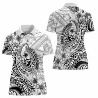 Guam-Land of the Chamorro Women Polo Shirt Polynesian Tattoo Style Hibiscus and Plumeria Art LT03 - Polynesian Pride