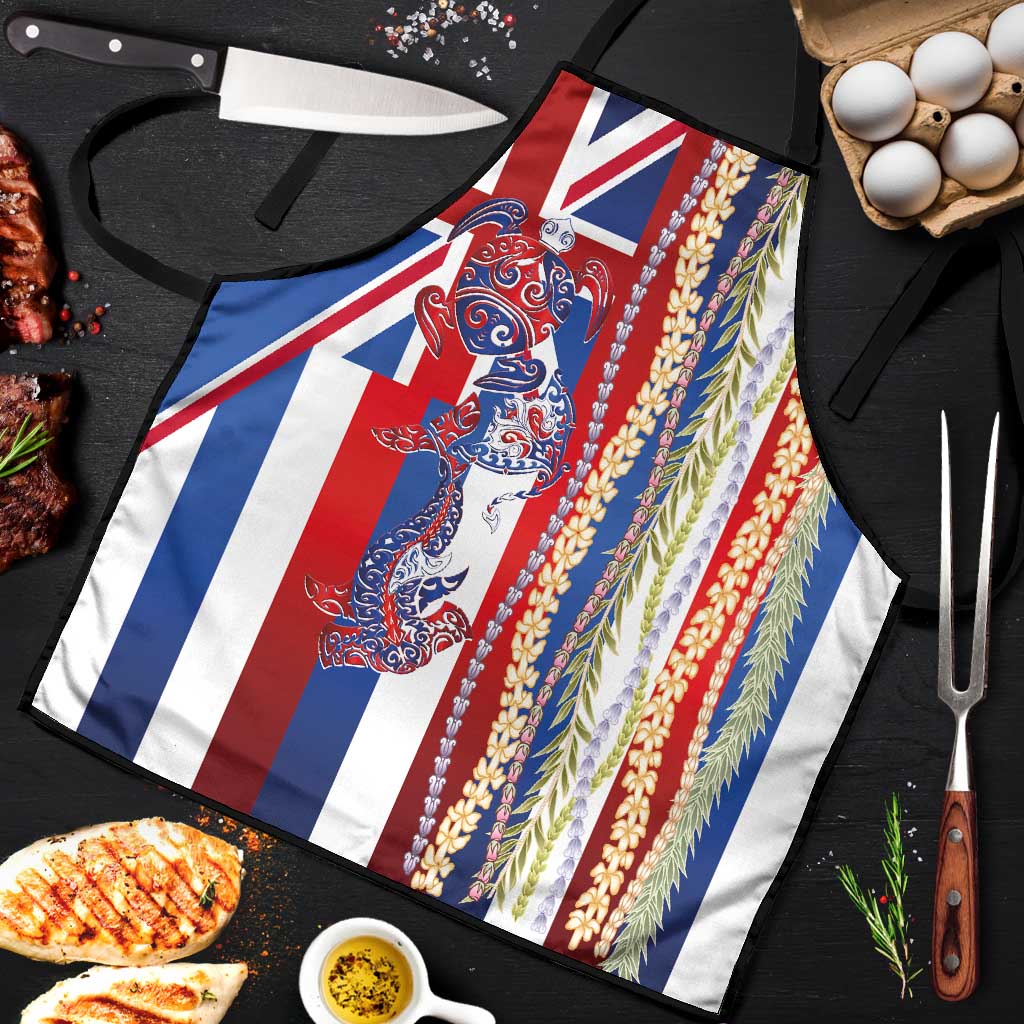 Hawaiian Sea Animals Apron with Lei and Flag Style