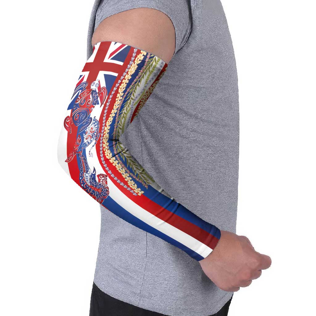 Hawaiian Sea Animals Arm Sleeves with Lei and Flag Style
