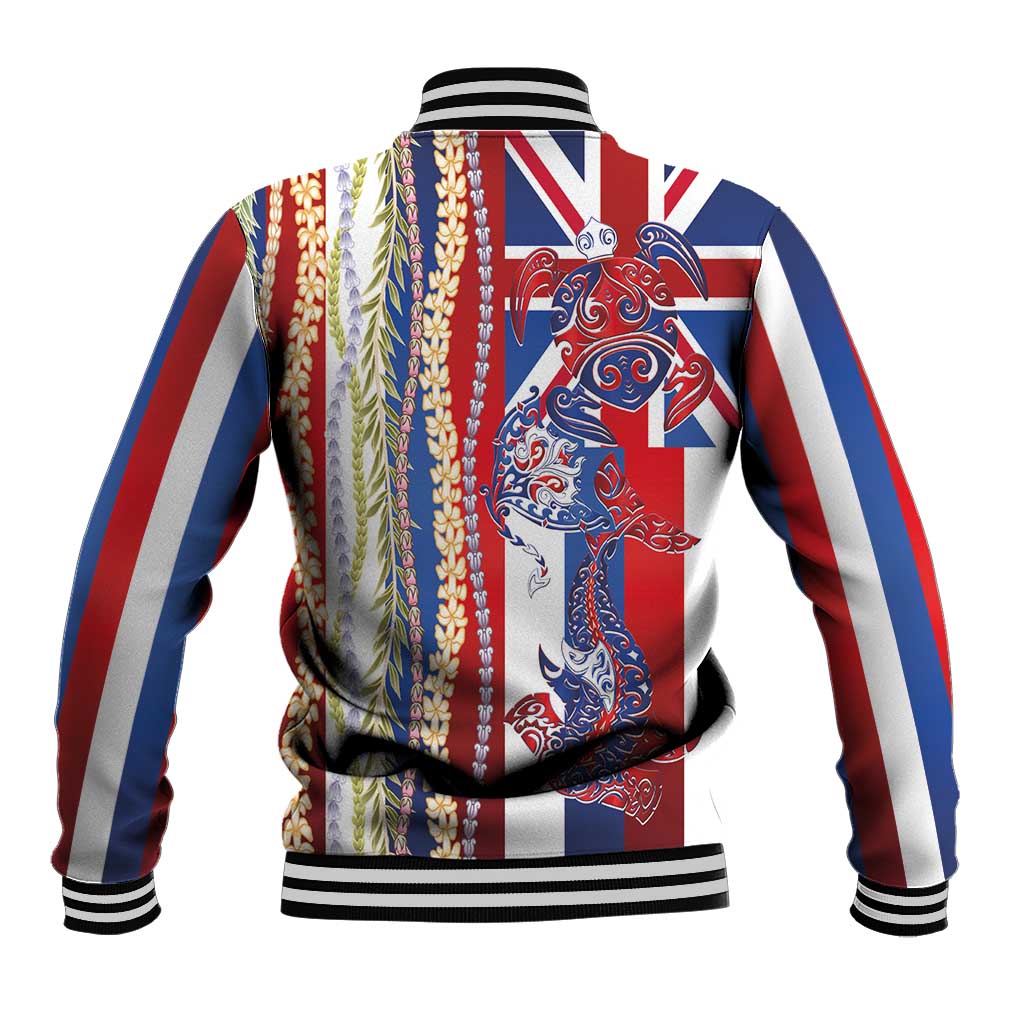 Hawaiian Sea Animals Baseball Jacket with Lei and Flag Style