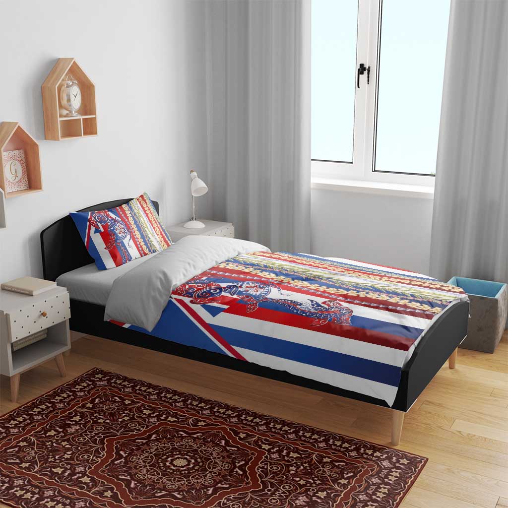 Hawaiian Sea Animals Bedding Set with Lei and Flag Style