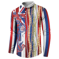 Hawaiian Sea Animals Button Sweatshirt with Lei and Flag Style