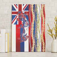 Hawaiian Sea Animals Canvas Wall Art with Lei and Flag Style