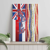 Hawaiian Sea Animals Canvas Wall Art with Lei and Flag Style