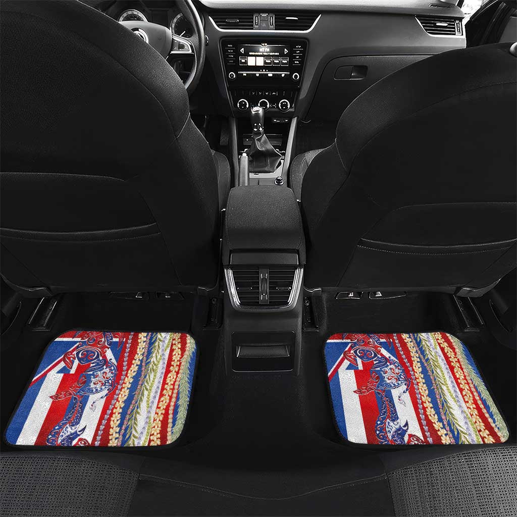 Hawaiian Sea Animals Car Mats with Lei and Flag Style