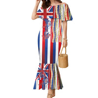 Hawaiian Sea Animals Family Matching Mermaid Dress and Hawaiian Shirt with Lei and Flag Style LT03 Mom's Dress Multicolor - Polynesian Pride