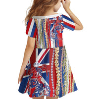 Hawaiian Sea Animals Family Matching Off Shoulder Short Dress and Hawaiian Shirt with Lei and Flag Style LT03 - Polynesian Pride