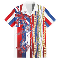 Hawaiian Sea Animals Family Matching Summer Maxi Dress and Hawaiian Shirt with Lei and Flag Style LT03 Dad's Shirt - Short Sleeve Multicolor - Polynesian Pride