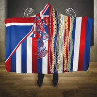 Hawaiian Sea Animals Hooded Blanket with Lei and Flag Style