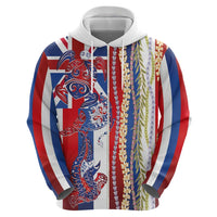 Hawaiian Sea Animals Hoodie with Lei and Flag Style