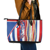 Hawaiian Sea Animals Leather Tote Bag with Lei and Flag Style