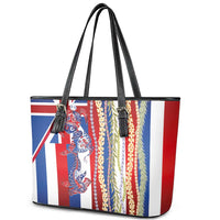 Hawaiian Sea Animals Leather Tote Bag with Lei and Flag Style