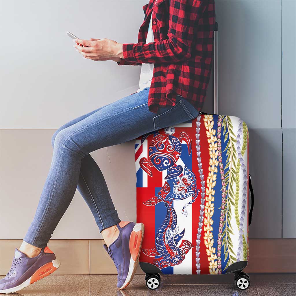 Hawaiian Sea Animals Luggage Cover with Lei and Flag Style