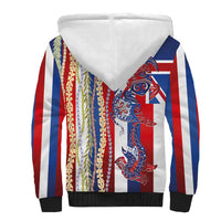 Hawaiian Sea Animals Sherpa Hoodie with Lei and Flag Style
