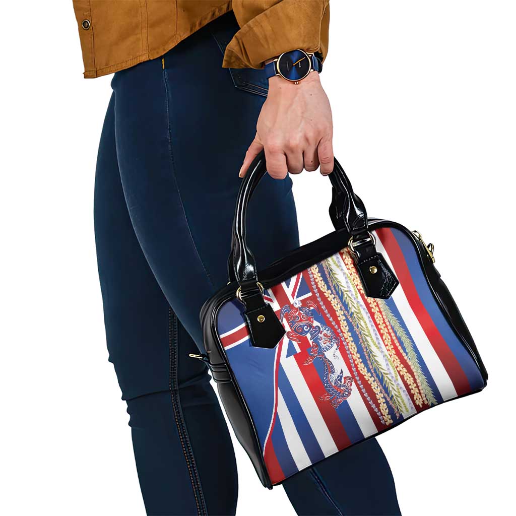 Hawaiian Sea Animals Shoulder Handbag with Lei and Flag Style