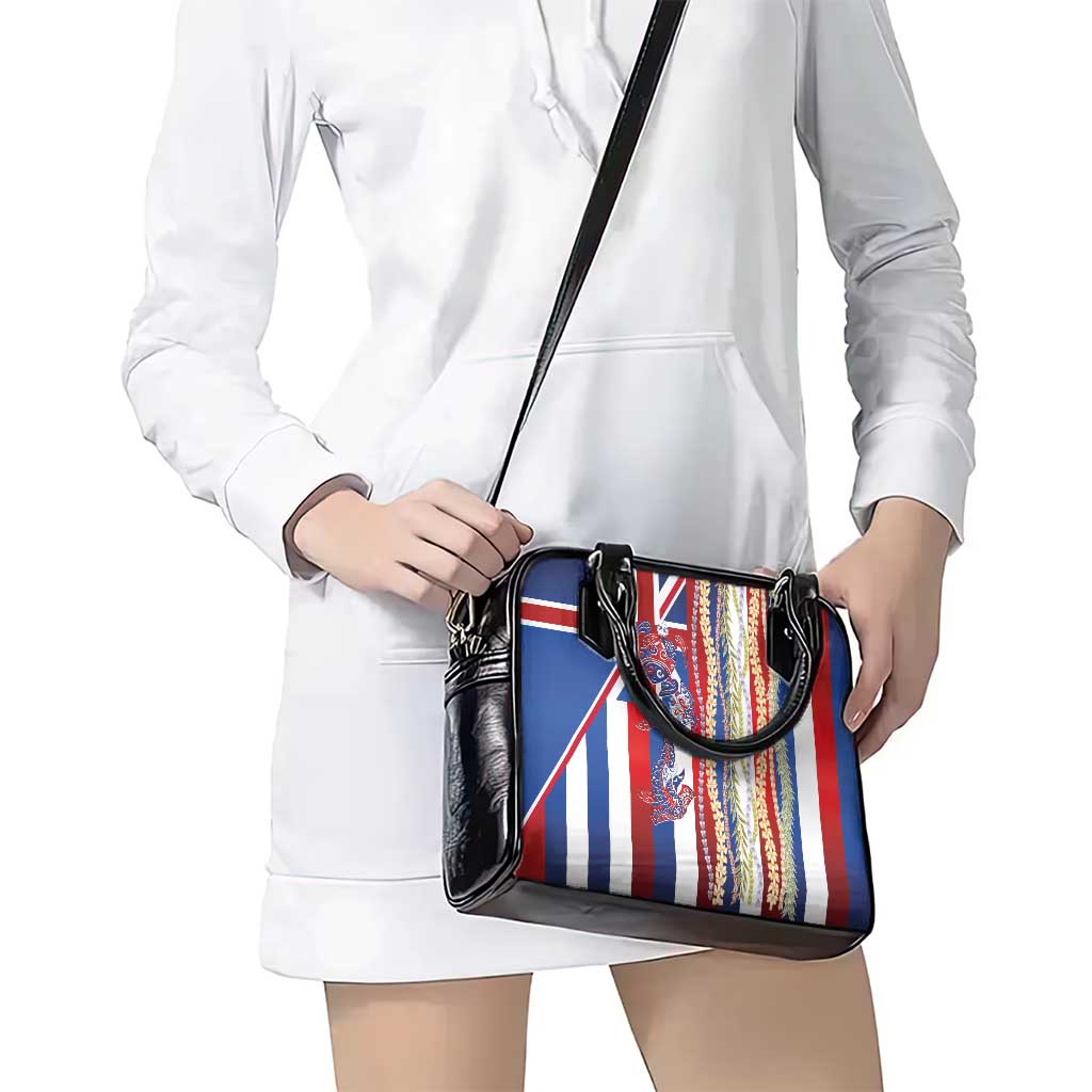 Hawaiian Sea Animals Shoulder Handbag with Lei and Flag Style
