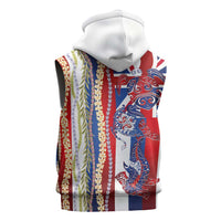 Hawaiian Sea Animals Sleeveless Zip Hoodie with Lei and Flag Style