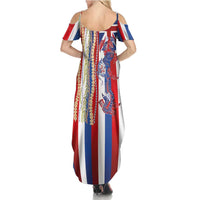 Hawaiian Sea Animals Summer Maxi Dress with Lei and Flag Style
