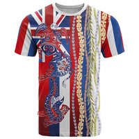Hawaiian Sea Animals T Shirt with Lei and Flag Style