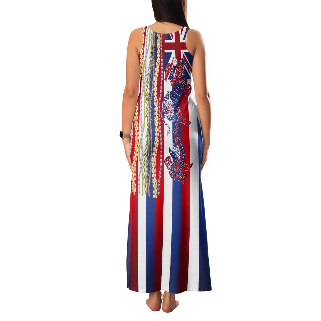 Hawaiian Sea Animals Tank Maxi Dress with Lei and Flag Style