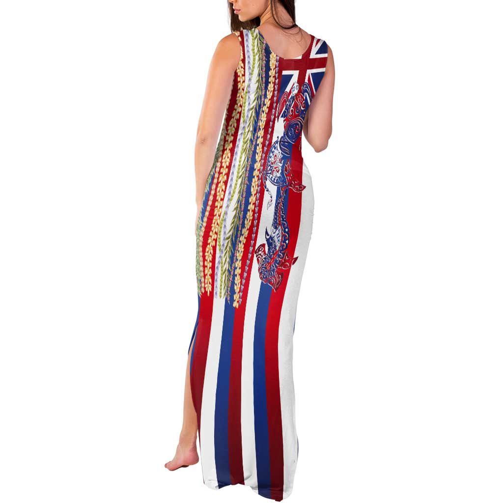 Hawaiian Sea Animals Tank Maxi Dress with Lei and Flag Style