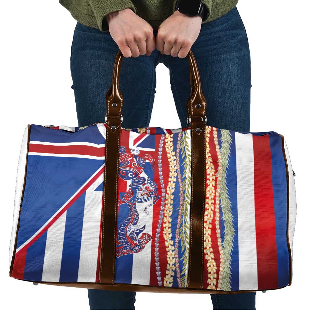 Hawaiian Sea Animals Travel Bag with Lei and Flag Style