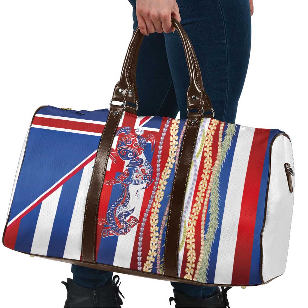 Hawaiian Sea Animals Travel Bag with Lei and Flag Style
