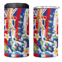 Hawaiian Sea Turtles and Plumeria 4 in 1 Can Cooler Tumbler with Lei and Flag Grunge Style LT03 One Size: 16 oz Multicolor - Polynesian Pride