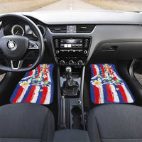 Hawaiian Sea Turtles and Plumeria Car Mats with Lei and Flag Grunge Style