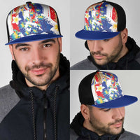 Hawaiian Sea Turtles and Plumeria Mesh Trucker Cap with Lei and Flag Grunge Style