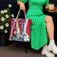 Hawaiian Sea Turtles and Plumeria Tote Bag with Lei and Flag Grunge Style