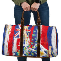 Hawaiian Sea Turtles and Plumeria Travel Bag with Lei and Flag Grunge Style