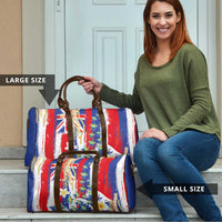 Hawaiian Sea Turtles and Plumeria Travel Bag with Lei and Flag Grunge Style