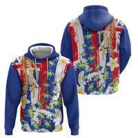 Hawaiian Sea Turtles and Plumeria Zip Hoodie with Lei and Flag Grunge Style LT03 - Polynesian Pride