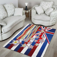 Hawaiian Polynesian Tribal Turtles Area Rug with Lei and Flag Style
