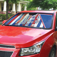 Hawaiian Polynesian Tribal Turtles Auto Sun Shade with Lei and Flag Style