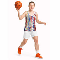 Hawaiian Polynesian Tribal Turtles Basketball Jersey with Lei and Flag Style