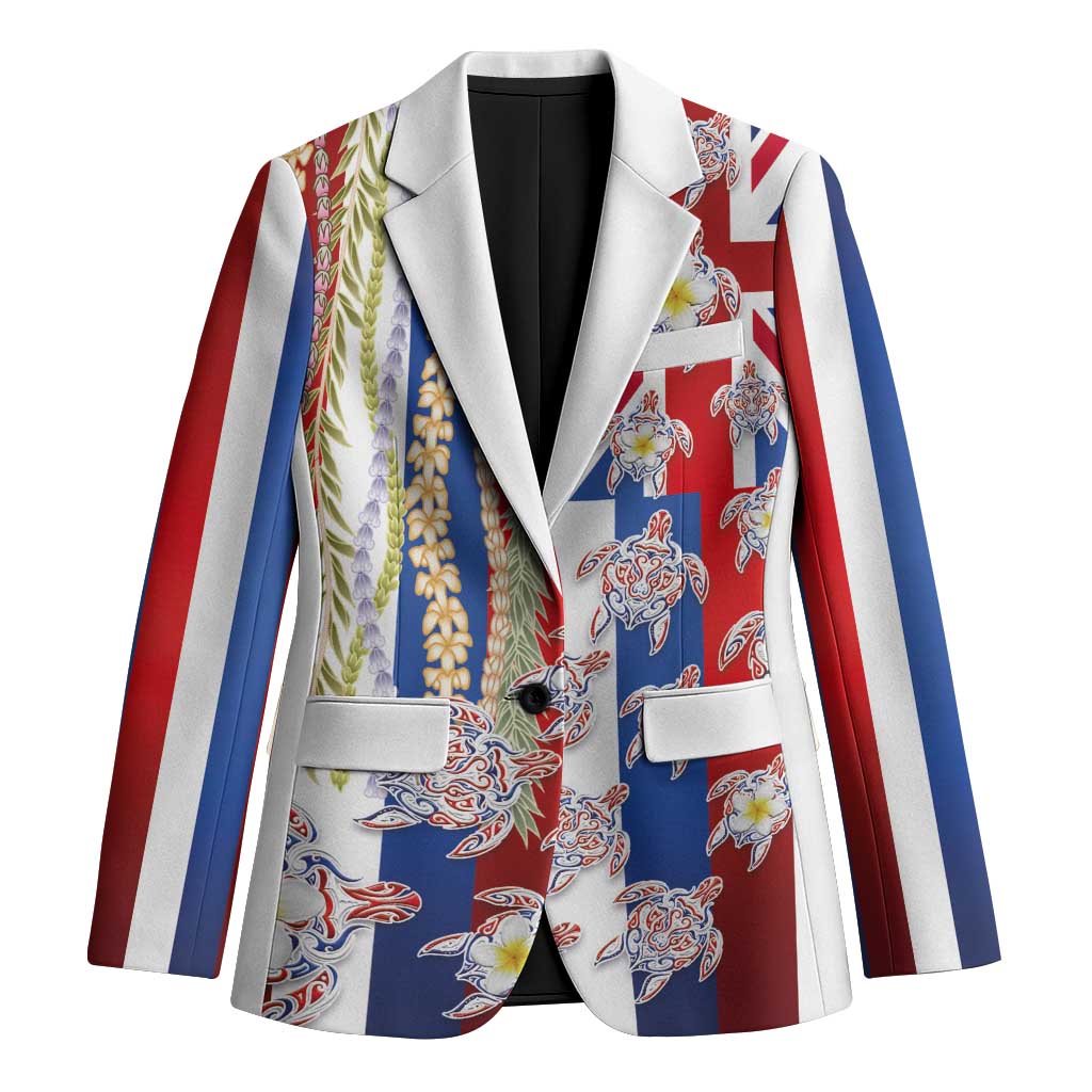 Hawaiian Polynesian Tribal Turtles Blazer with Lei and Flag Style