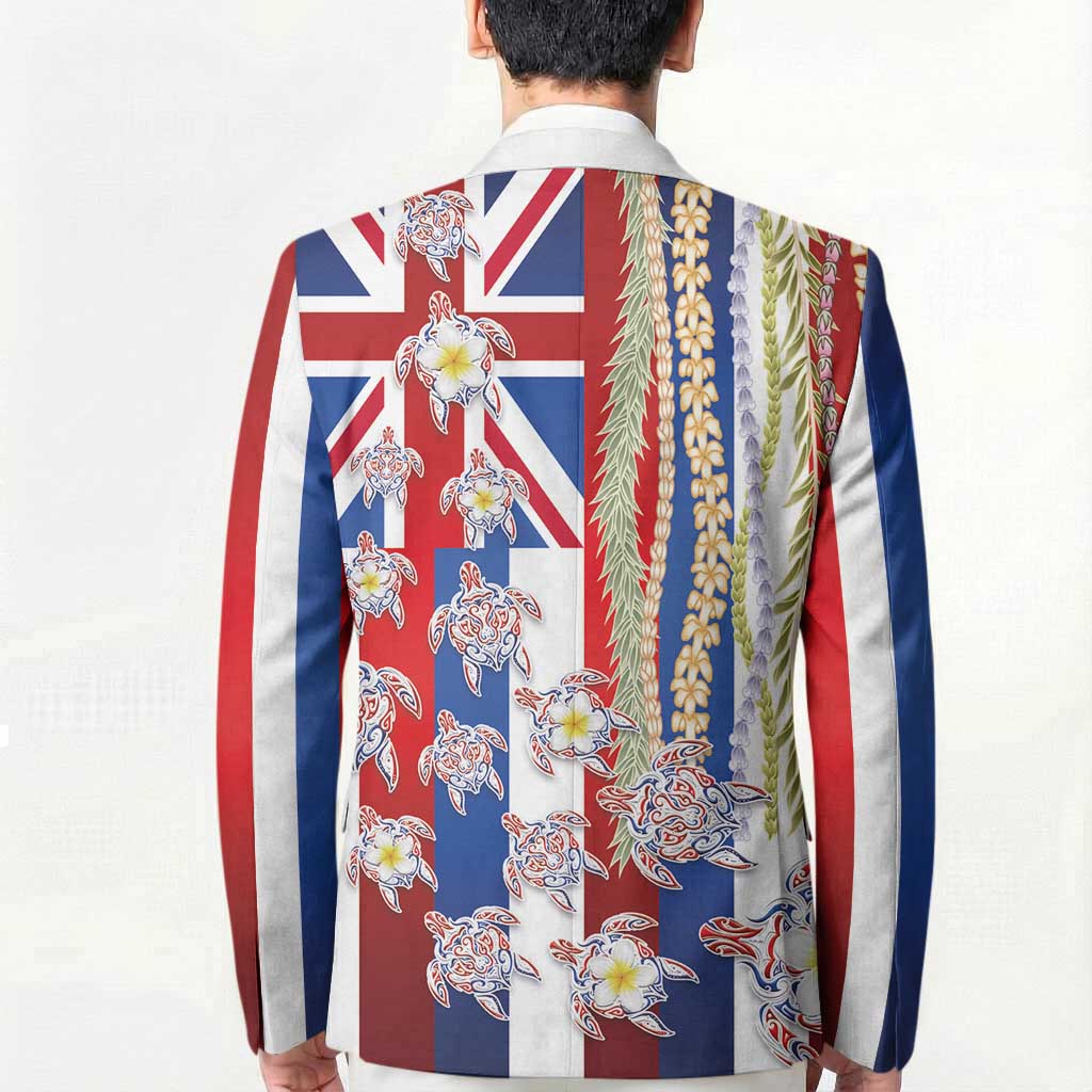 Hawaiian Polynesian Tribal Turtles Blazer with Lei and Flag Style